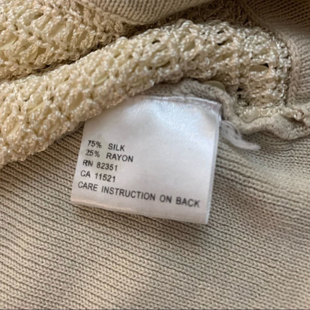 ShuShu Cream Ivory Sequin Paillette Silk Tank Top 75% Silk Knit Size Small - Picture 12 of 16